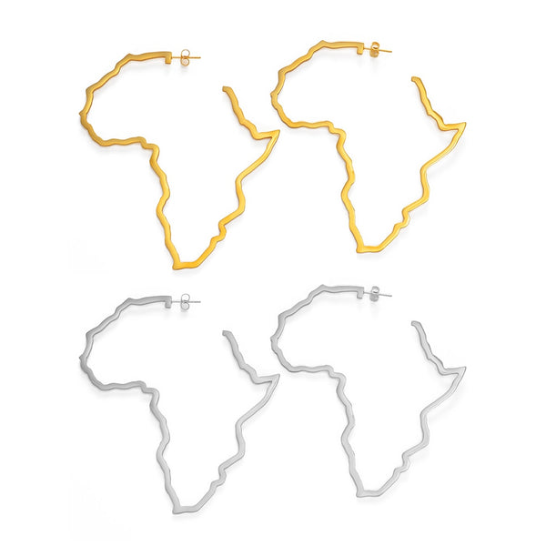 9CM Outline Africa Map Big Earrings Exaggerate Earring Gold Color African Jewelry Traditional Ethnic Hyperbole Earrings #201121