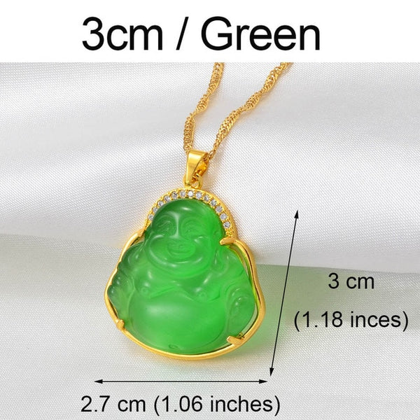 Buddha Pendant Necklaces Women Pink/White/Green Amulet Chinese Style