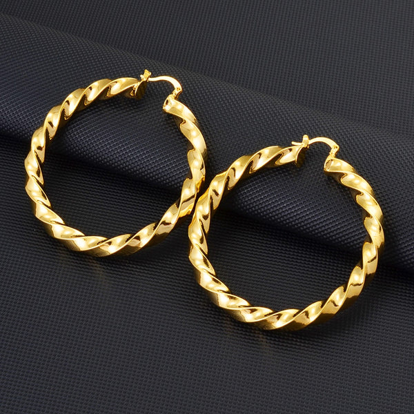 Anniyo 3cm/5.8cm African Stud Earrings Women Girls,Big Round Twisted Earring Arab Ethiopian Jewelry Wedding Gift #245006