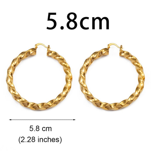 Anniyo 3cm/5.8cm African Stud Earrings Women Girls,Big Round Twisted Earring Arab Ethiopian Jewelry Wedding Gift #245006