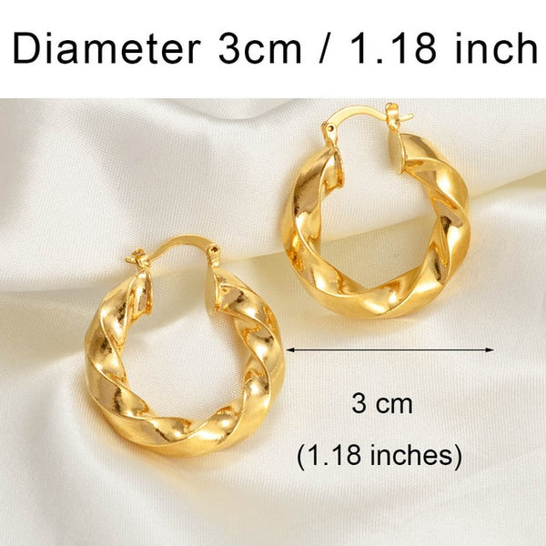 Anniyo 3cm/5.8cm African Stud Earrings Women Girls,Big Round Twisted Earring Arab Ethiopian Jewelry Wedding Gift #245006