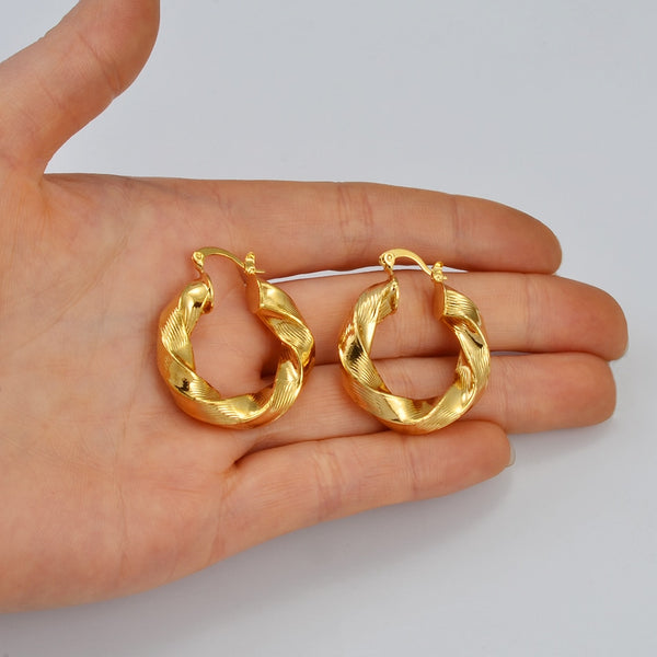 3CM African Stud Earrings for Women,Gold Color Round Twisted Earring