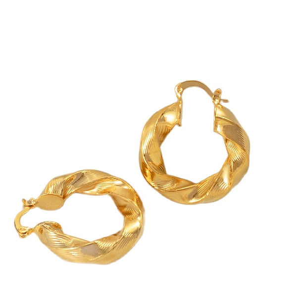 3CM African Stud Earrings for Women,Gold Color Round Twisted Earring