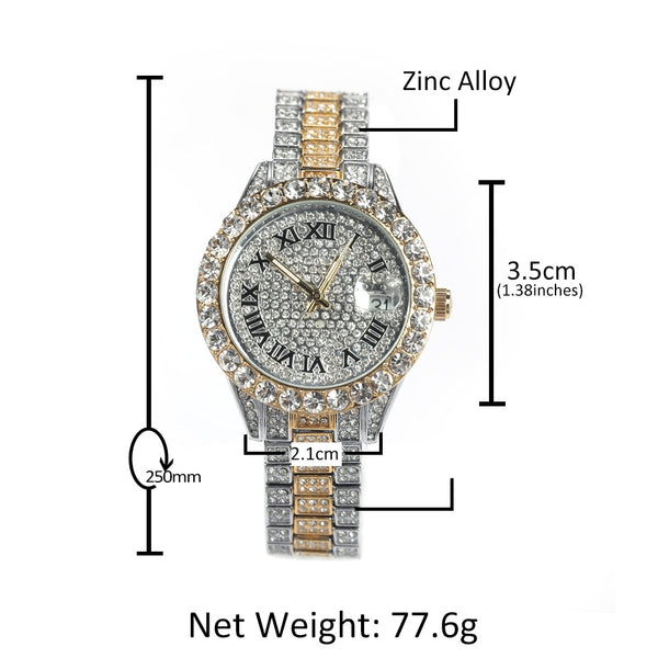 Icy watch,THE HIP HOP Dial Full Iced Out Colored Stainless Steel Fashion Luxury Rhinestones Quartz Wristwatches Business Woman Watch