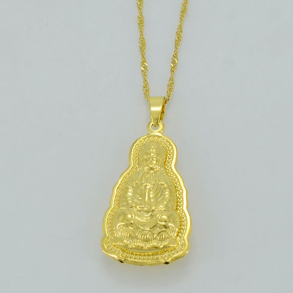 Guanyin Buddha Necklaces Gold Color Indian Buddhism