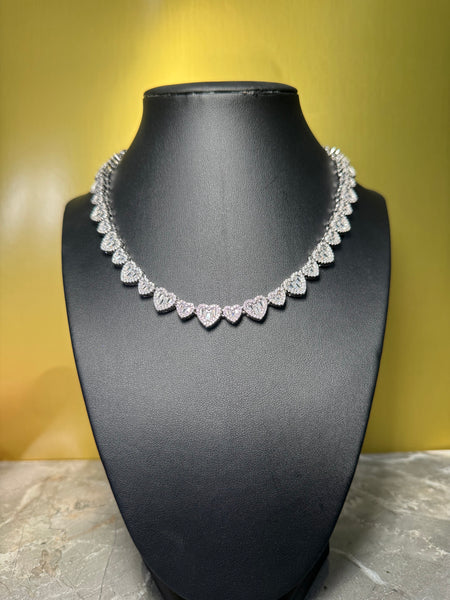 Baguette mini Heart Chain Necklaces for Women Iced Out Cubic Zirconia Stones Necklace Fashion Jewelry for Women Gift