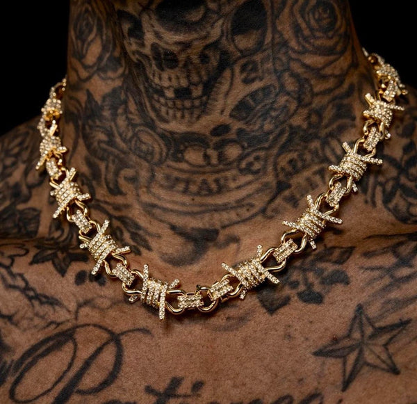 Icy Barbwire Mens Necklace 20inch