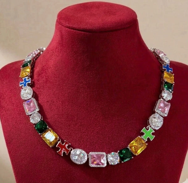 Multi Colored iced  out chain