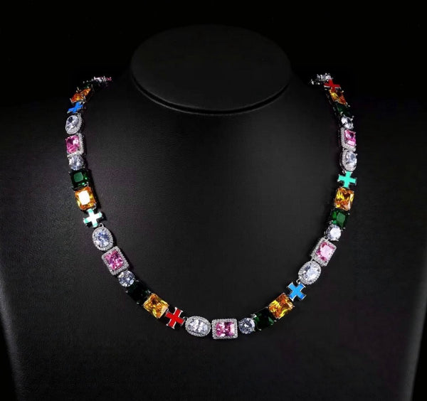 Multi Colored iced  out chain