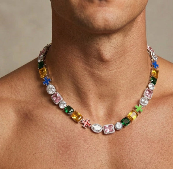 Multi Colored iced  out chain