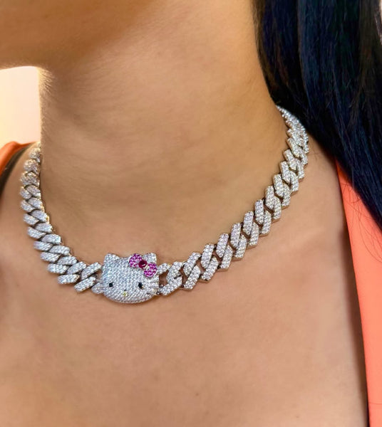 13mm Cuban link kitty necklace