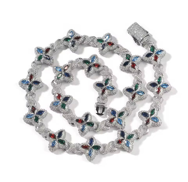 Icy clover CZ Floral Inifinity Chain