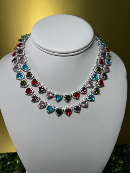 Colorful heart choker necklace