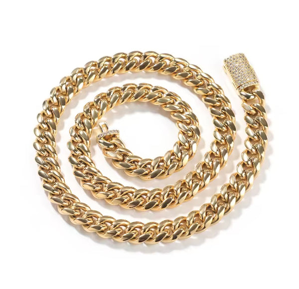 12mm Silver Miami Cuban Link Chain with Diamond Clasp 20inch  , Iced Silver Cuban Link Chain Necklace, 20 Inch Hip Hop Chain, Men’s Statement Jewelry hi