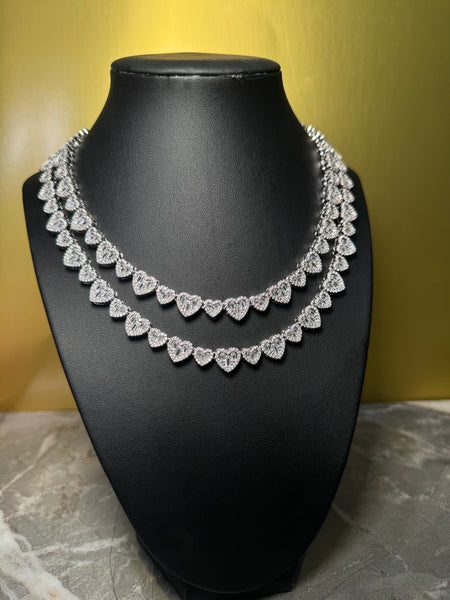 Baguette mini Heart Chain Necklaces for Women Iced Out Cubic Zirconia Stones Necklace Fashion Jewelry for Women Gift