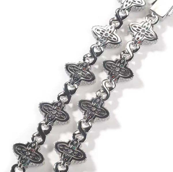 Icy clover CZ Floral Inifinity Chain
