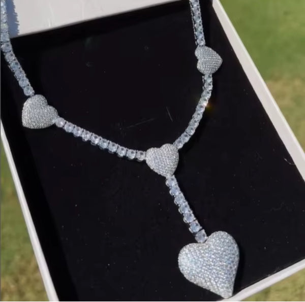 3 heart tennis necklace Luxx