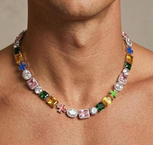 Multi Colored iced  out chain
