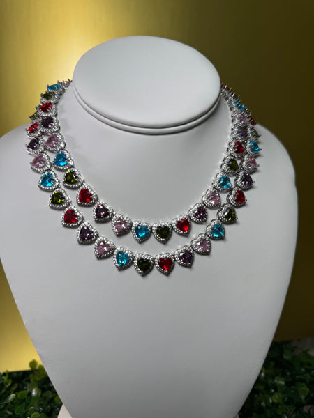 Colorful heart choker necklace