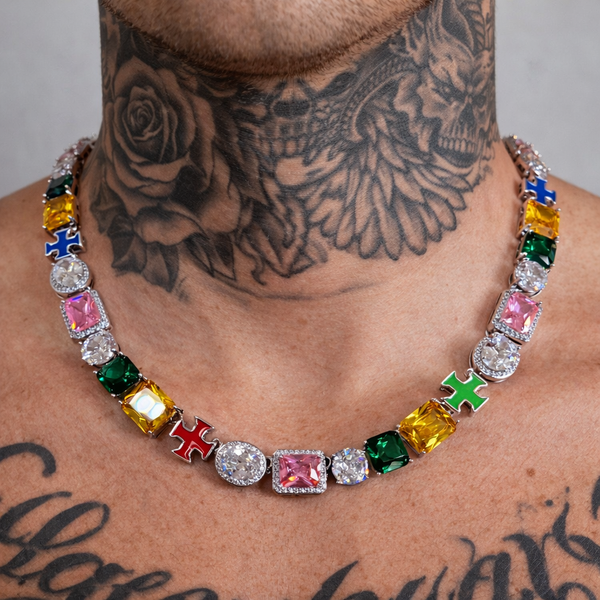 Multi Colored iced  out chain