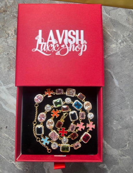 Multi colored gemstone necklace 26inch