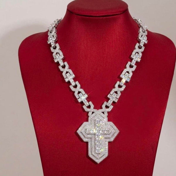 Silver Cross Cuban necklace