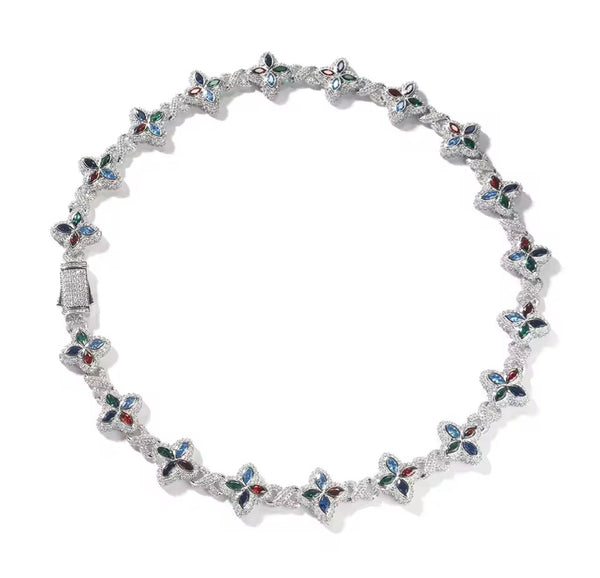 Icy clover CZ Floral Inifinity Chain