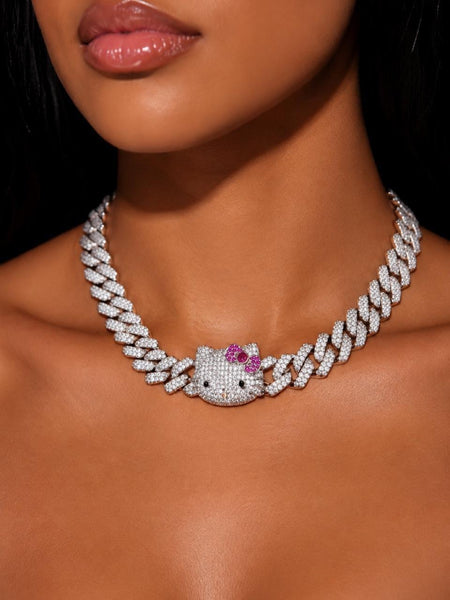 13mm Cuban link kitty necklace
