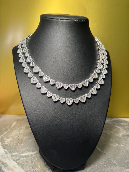 Baguette mini Heart Chain Necklaces for Women Iced Out Cubic Zirconia Stones Necklace Fashion Jewelry for Women Gift