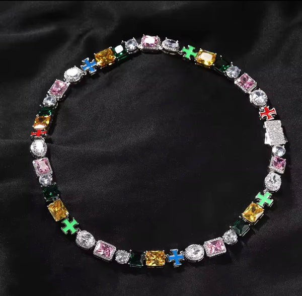 Multi Colored iced  out chain