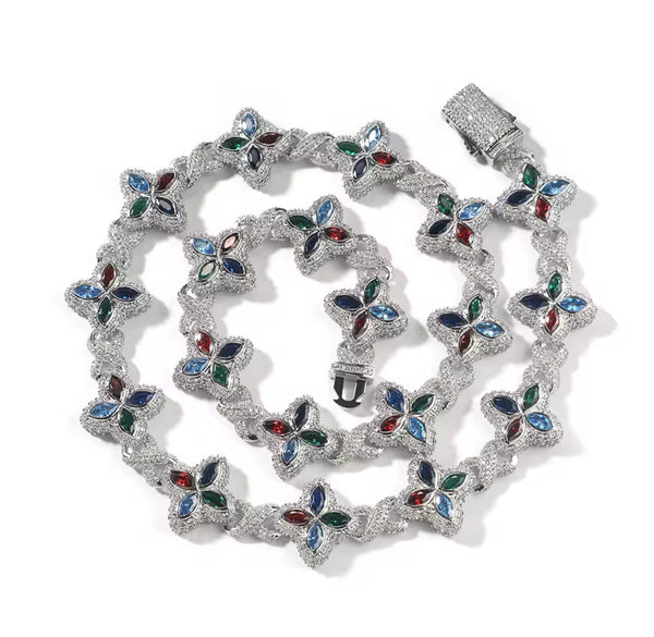 Icy clover CZ Floral Inifinity Chain