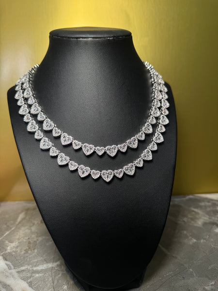 Baguette mini Heart Chain Necklaces for Women Iced Out Cubic Zirconia Stones Necklace Fashion Jewelry for Women Gift