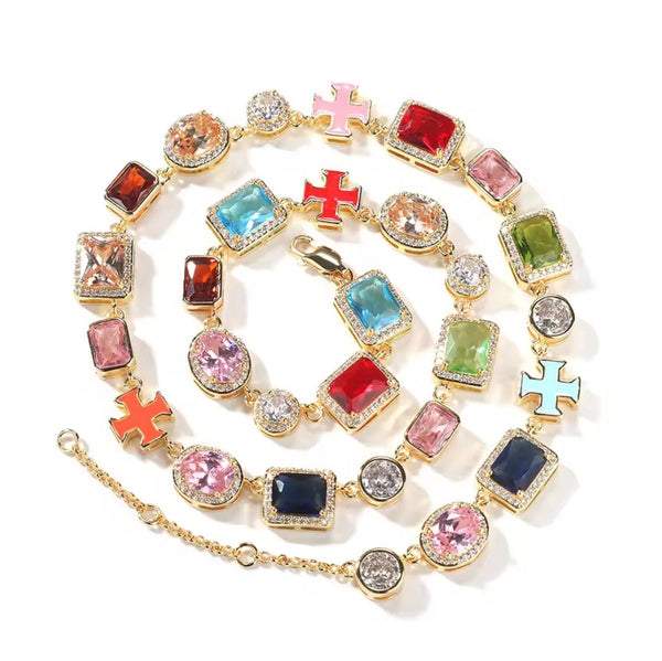 Multi colored gemstone necklace 26inch