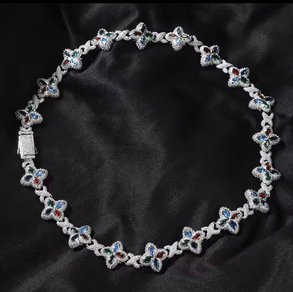 Icy clover CZ Floral Inifinity Chain