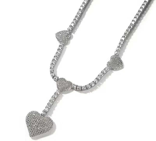 3 heart tennis necklace Luxx