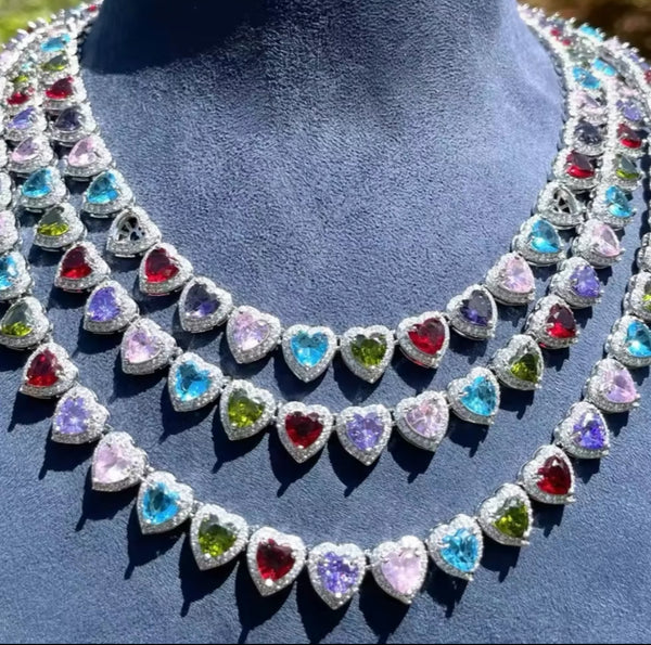 Colorful heart choker necklace