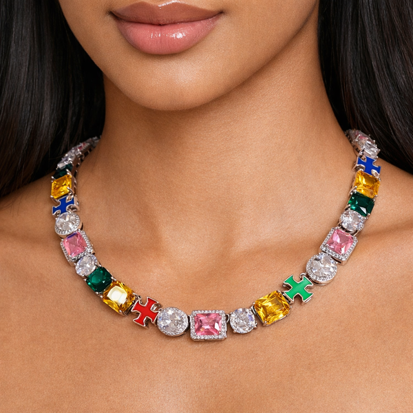 Multi Colored iced  out chain