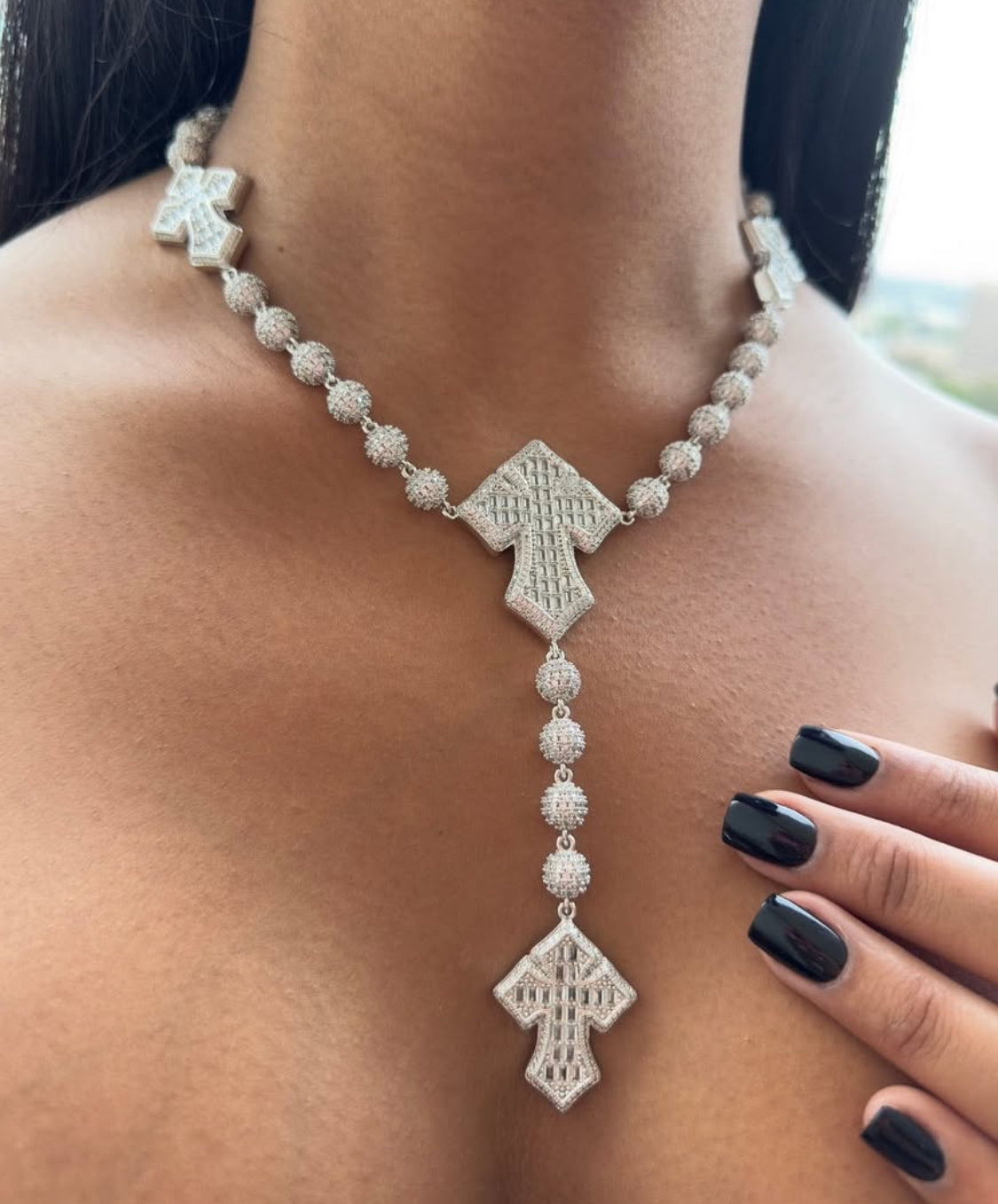 Beaded cross necklace