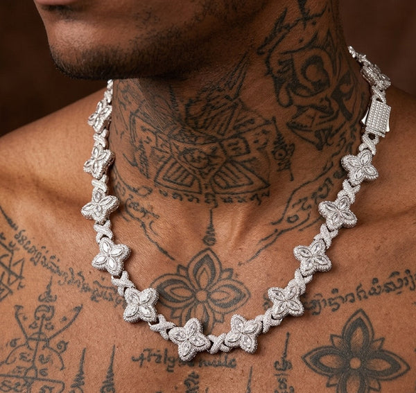 Icy clover CZ Floral Inifinity Chain