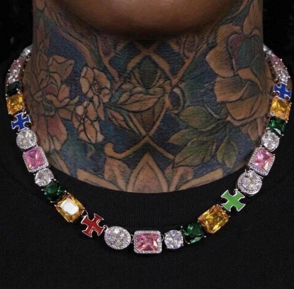 Multi Colored iced  out chain