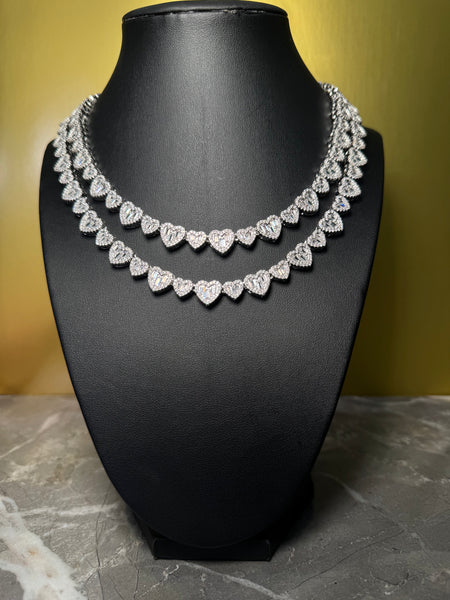 Baguette mini Heart Chain Necklaces for Women Iced Out Cubic Zirconia Stones Necklace Fashion Jewelry for Women Gift