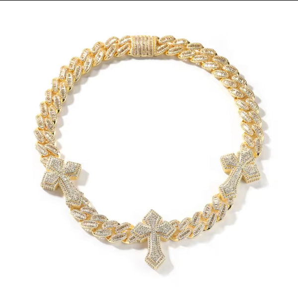 3 cross Cuban necklace