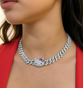 13mm Cuban link kitty necklace