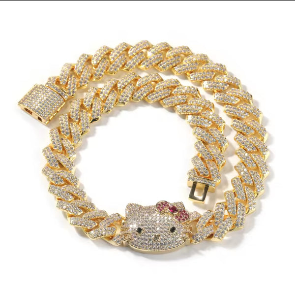 13mm Cuban link kitty necklace
