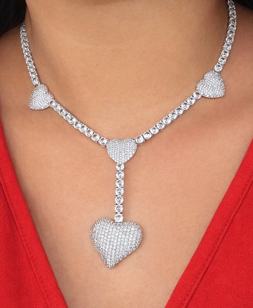 3 heart tennis necklace Luxx