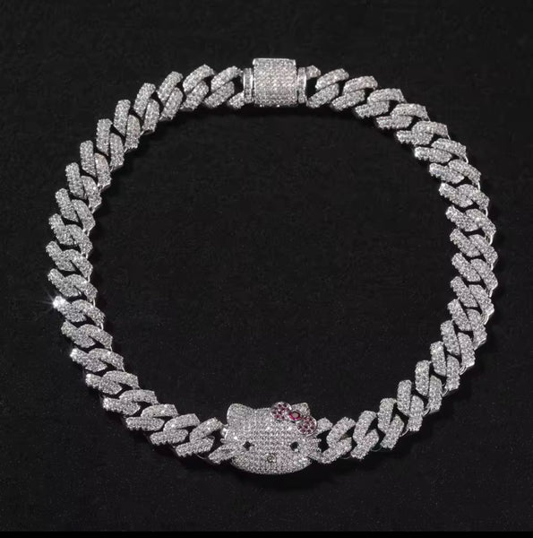 13mm Cuban link kitty necklace