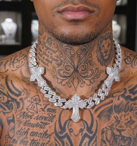 3 cross Cuban necklace