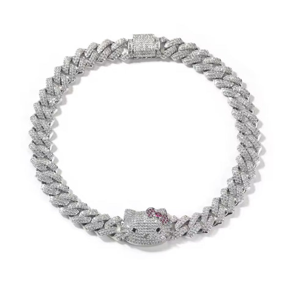 13mm Cuban link kitty necklace