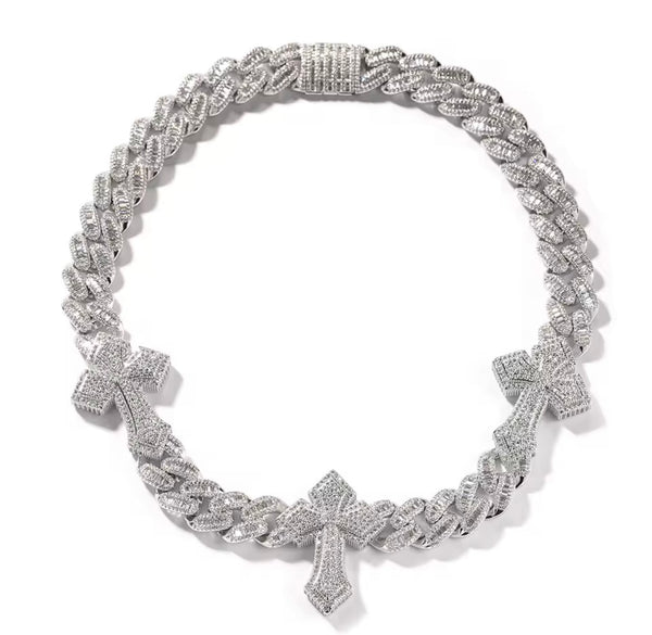 3 cross Cuban necklace