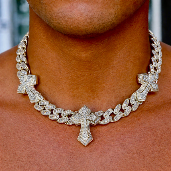 3 cross Cuban necklace